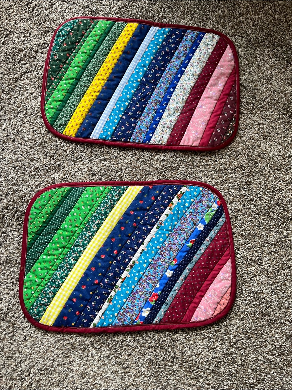Vtg Quilted Placemats - Set of 2